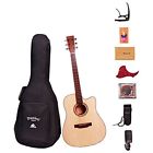 695937388316 Black Wolf Acoustic Guitars Natural Color Cutaway Bundle