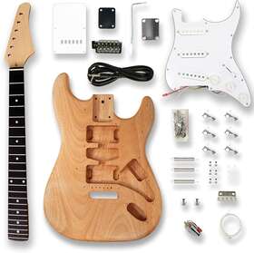 Bexgears 744110812978 Diy Electric Guitar Kits Okoume Body Maple Neck And Composite Ebony Fing