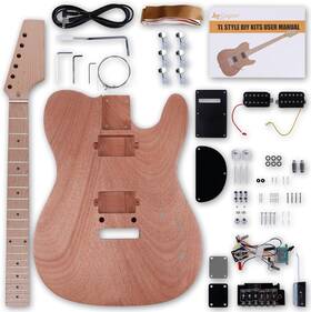 Branded 726084923782 Hh Mahogany Wood Guitar Body With Roasted Maple Neck Diy Project Kit