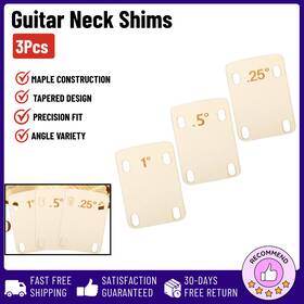 Guitar1 Branded Guitar Neck Shims 3pcs Solid Maple Wood Shim Protection Wooden Bolt-on N