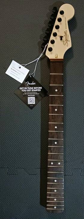 Cmcf24013206 Fender Squier Strat Custom Neck Black Locking Tuners Nut Roller Tree