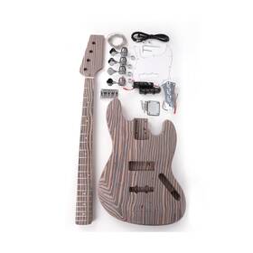 Ek-02 Fojill Fjbass Diy Electric Bass Guitar Kit Unfinished Zebrawood Body Neck Fingerboar