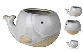 Homart 646964128291 Whale Cachepot 5.50-inch Length Ceraminc