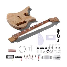 Leo Jaymz 765279846116 Diy Electric Bass Guitar Kits - Roasted Ash Wood Body Maple Neck A