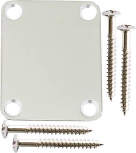 001-cr Metallor Electric Guitar Neck Plate 4 Holes With Screws Compatible Cr