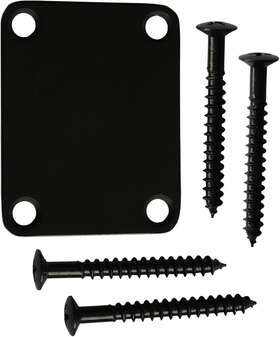 Hn001-bk Metallor Guitar Neck Plate Standard 4 Holes With Screws 64 X 51mm Black
