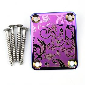 Ovsal R-1002-fs-hc Stainless Steel Engraved Electric Guitar Neck Plate 4-bolt Square Joint