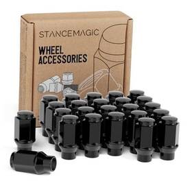 Precision European Motorwerks 1/2in-cs-et-bulge-bk-24pc 24pcs Bulge Lug Nuts - 1/2x20 Threads 1.75 Inch Length Et Style Black