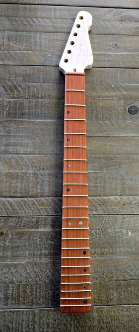 8naj Saw-forged Woodworks Telecaster-style Guitar Neck Unfinished Paduak On Flame Maple