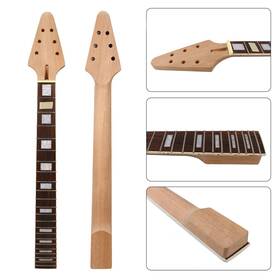 Lp-14 Siemonic Flying V Guitar Neck Diy For 22 Fret 24.75 Inch Mahogany Wood Block Inlay