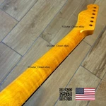 12 Radius Flame Maple Rosewood Stainless Fret Tele Neck Fits Warmoth Ftrl. Fixed Price $189.00.