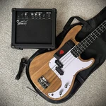 Full-size Natural Electric Bass Guitar Starter Package W/ 20W Amp & Accessories. Fixed Price $117.99.