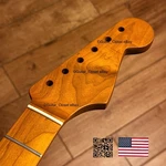 Vintage 21 Fret Roasted Maple Strat Neck Nitro Satin Fit Fender & Warmoth Vsms. Fixed Price $127.00.