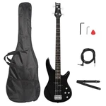 Glarry Black Gib 44" Right Handed String Electric Bass Guitar W/ Bag Strap. Fixed Price $67.99.