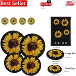 Space-saving Burner Covers With Sunflower Design For Electric Stoves Set Of 4. Fixed Price $16.99.