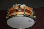 Pork Pie 6.5" 14" Birdseye Maple & Exotic (mahogany?) Snare Drum - Clean!. Fixed Price $250.00.