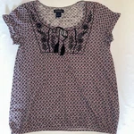 Lucky Brand Ladies Navy/red/wht Top With Tassel String Neck Size M. Fixed Price $21.99.