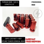 Fit Gmc C1500 Yukon 2WD Terrain Tuner Spline Lug Nut 14X1.5 Red 20PC+KEY. Fixed Price $33.99.