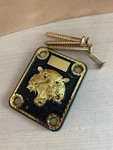 Alnicov Electric Guitar Neck Joint Cover Plate Animal Lion Cat Head Motif Gold. Fixed Price $5.00.