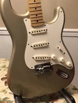 60TH Anniversary Mim Fender Stratocaster Shoreline Gold Maple Neck. Fixed Price $750.00.