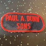Vintage Paul A. Dunn Sons Patch Employee Uniform 4B 4.25 X 1.75. Fixed Price $7.02.