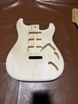 Wooden Guitar Body, Stratocaster Shape Awesome Grain, Will Fit Fender Neck. Fixed Price $100.00.