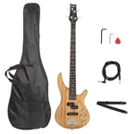 Glarry Burlywood Gib 44" Right Handed String Electric Bass Guitar W/ Bag Strap. Fixed Price $67.49.