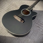 Full-size Black Acoustic Guitar, Grand Auditorium Body With Cutaway, Spruce Top. Fixed Price $76.95.