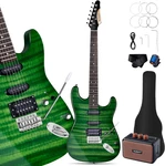 Leo Jaymz 39" St Electric Guitar Kit Green Flame Ssh Pickup Amp Bag Tuner. Fixed Price $158.93.